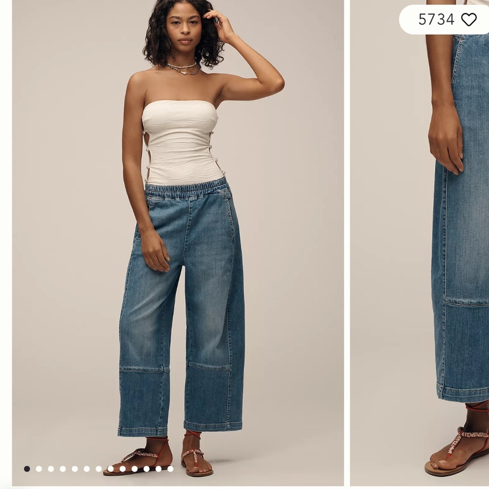 Anthropologie The Izzie Relaxed Pull-On Barrel Jeans by Pilcro Sz 1X Med Rinse